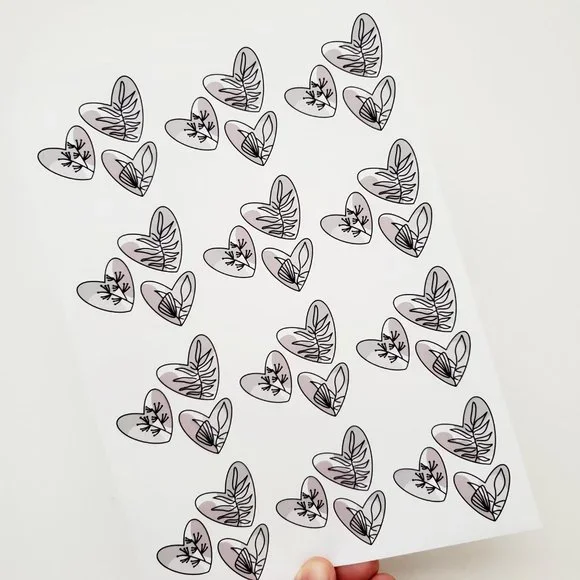 LB068 Neutral Palette Abstract Heart Line Art Plants Sticker Sheets [Price Firm] - Picture 4 of 12